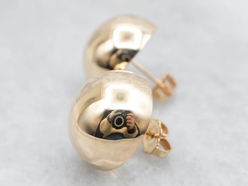 Yellow 14K Verguld Button Stud Earrings