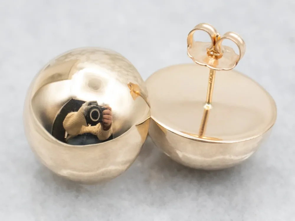Yellow 14K Verguld Button Stud Earrings