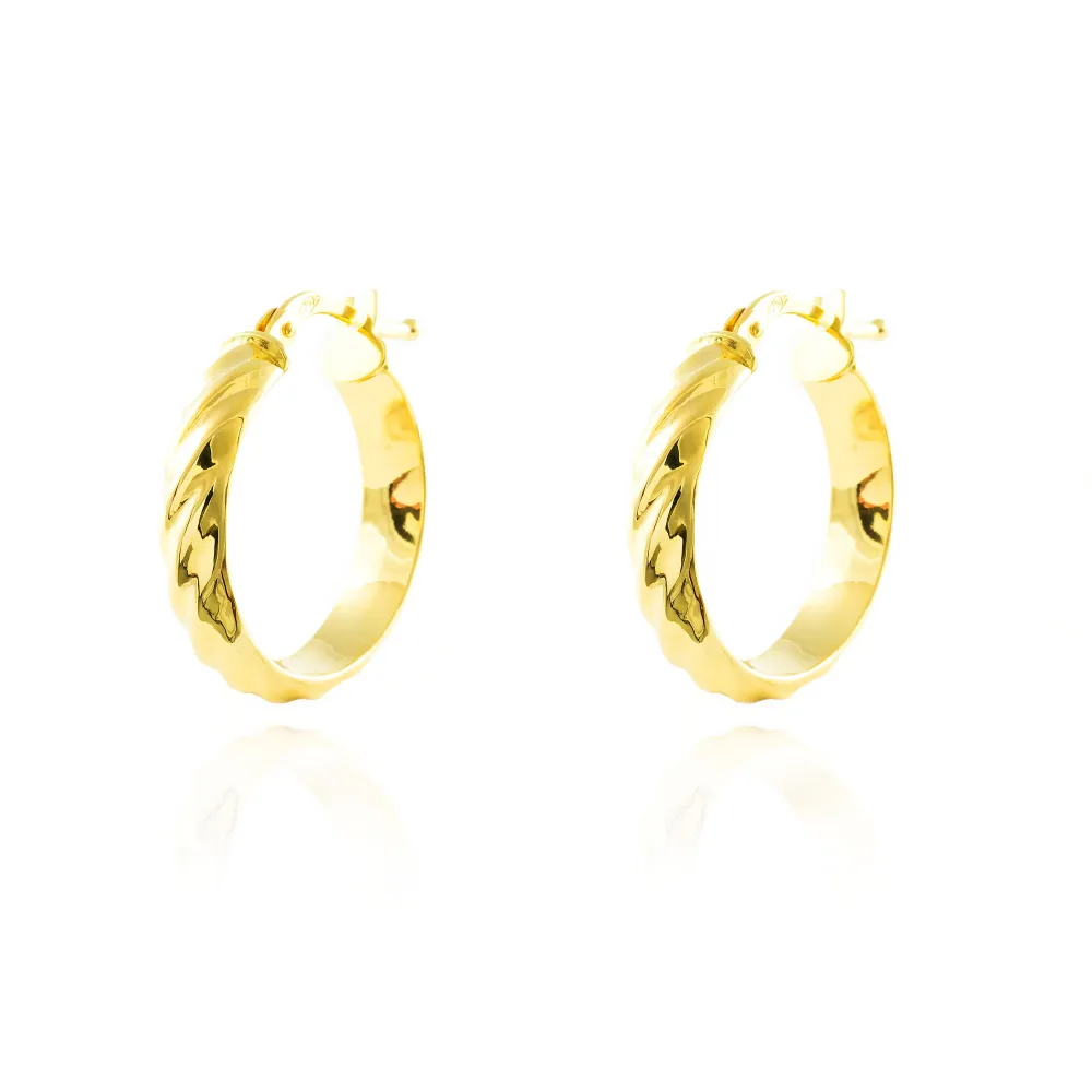 Zeskantbout 18ct Citroengeel Gold Hoops Earrings shine 20x4 mm