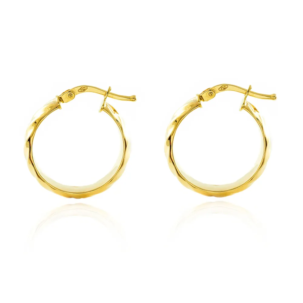 Zeskantbout 18ct Citroengeel Gold Hoops Earrings shine 20x4 mm