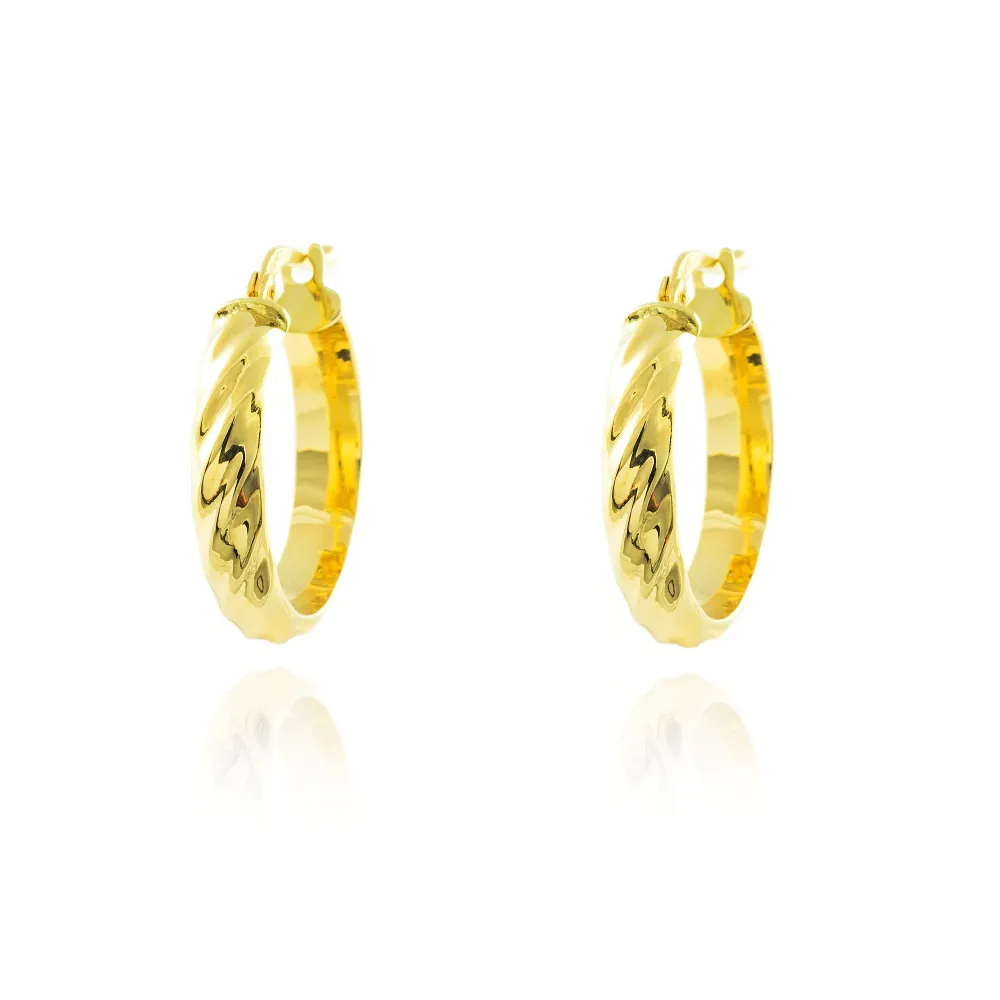 Zeskantbout 18ct Citroengeel Gold Hoops Earrings shine 20x4 mm