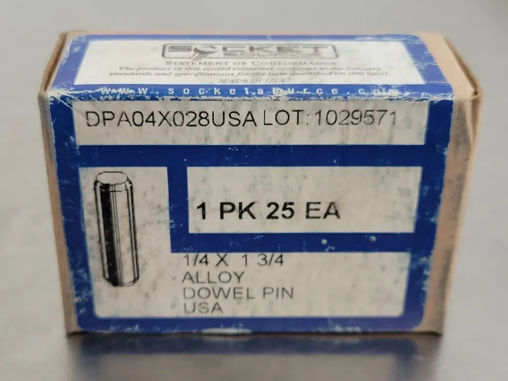 1/4" x 1-3/4" Dowel Pin DPA04X028USA M8/M10/M12 maat