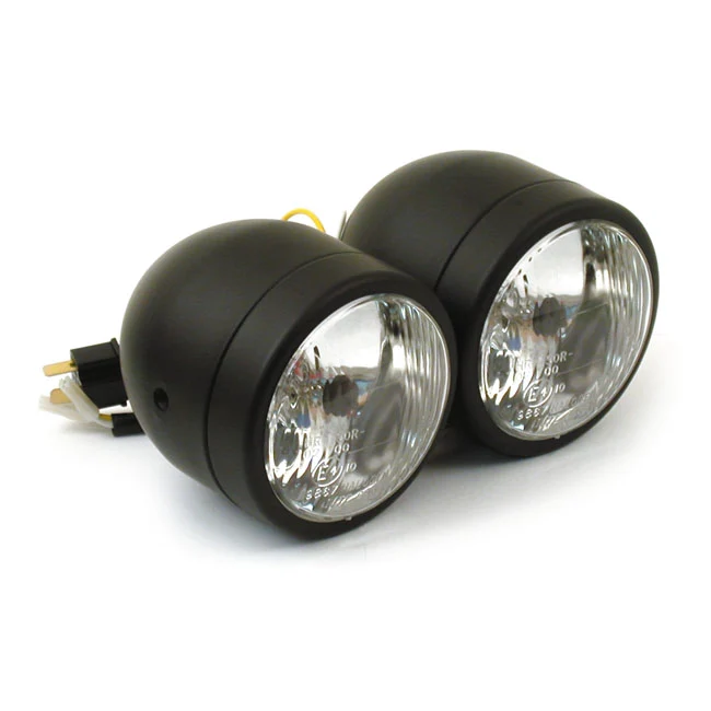 Conjunto De Faros Dobles H4 De 4". Negro Para Harley-Davidson