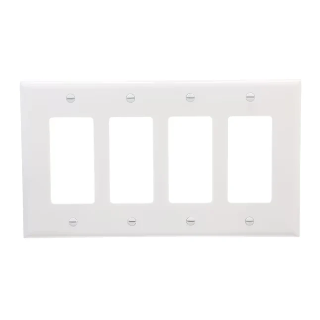 Eaton 4-Gang Midsize Sneeuwwit Polycarbonate Indoor Decorator Wall Plate