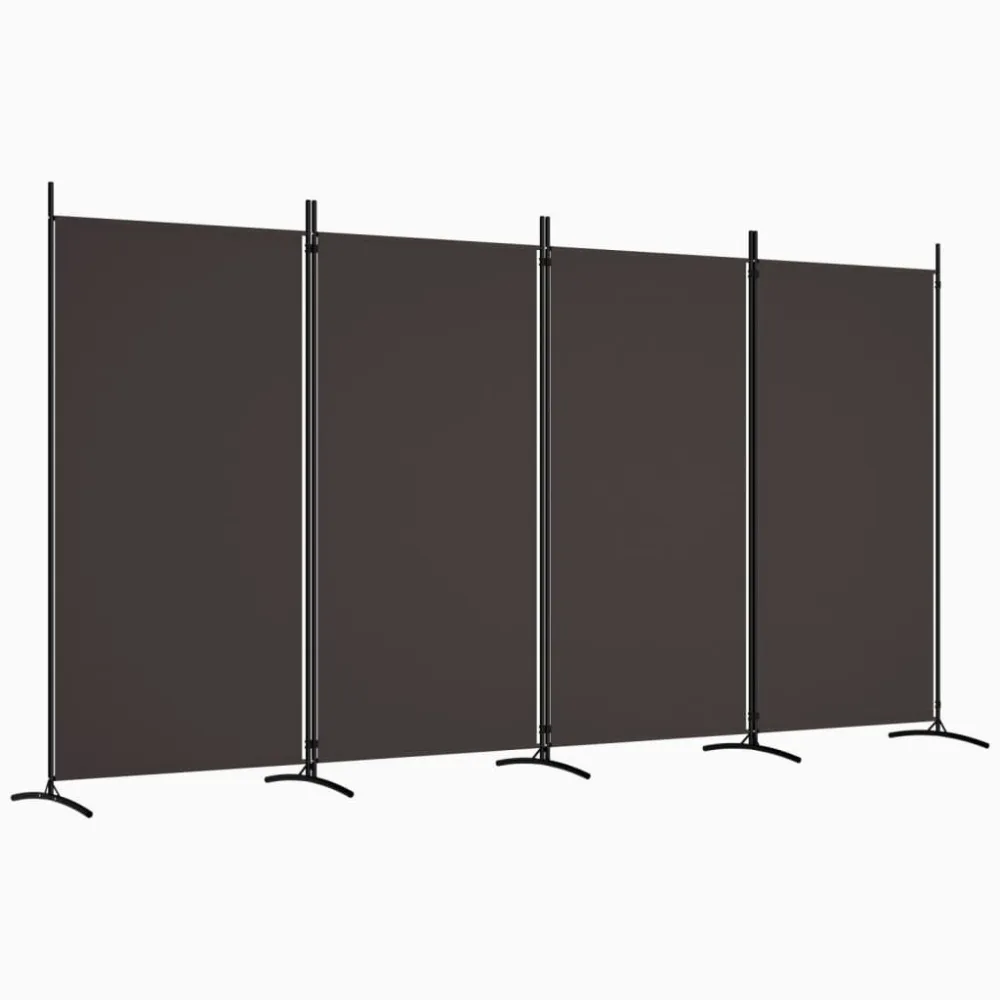 Kamerscherm met 4 panelen 346x180 cm stof bruin
