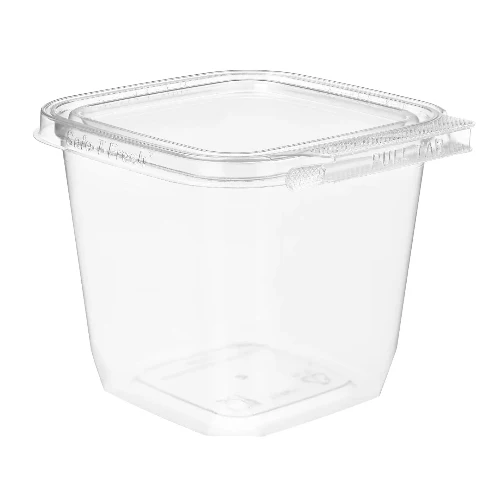 Safe-T-Fresh 4" Square Tamper Evident & Tamper Resistant 24 oz Hinged Deli Containers - #TS4024
