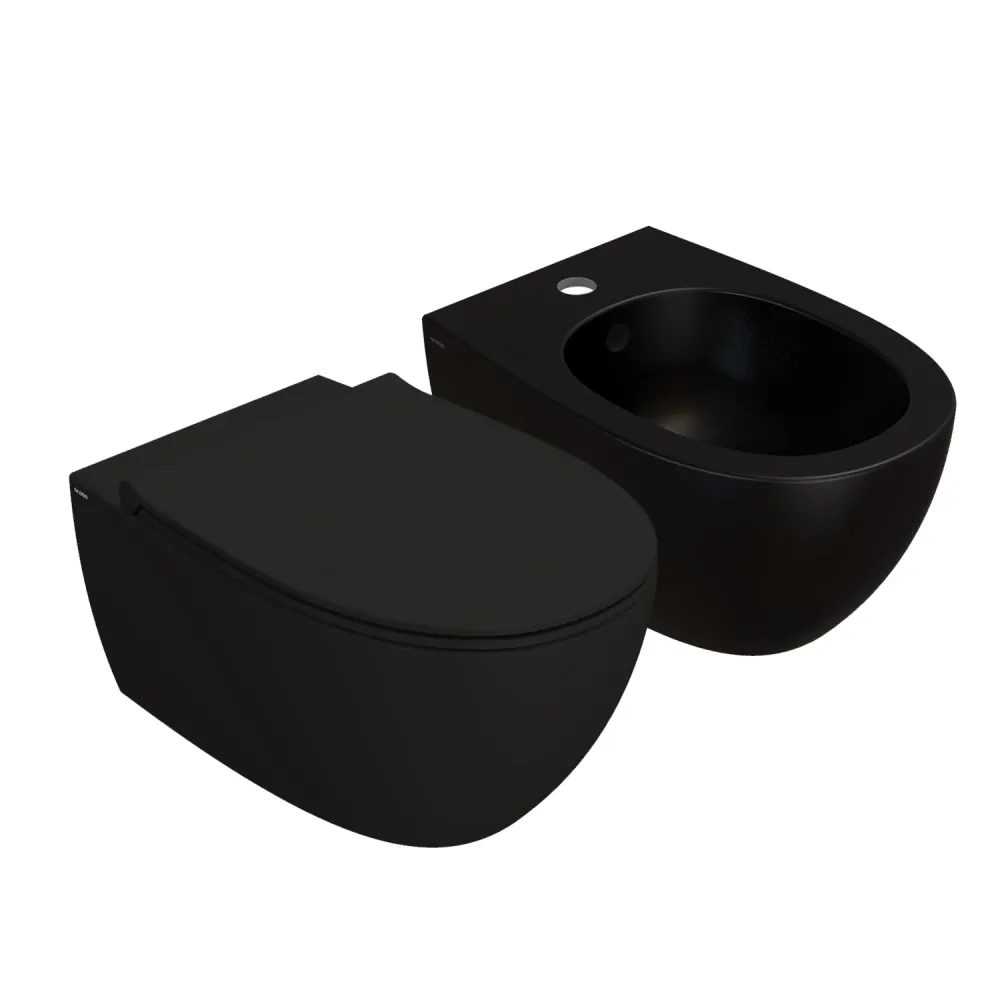 Wall-hung sanitary fixtures soft-close seat 54x36 cm model 4all Ceramica Globo - Matte Zwart