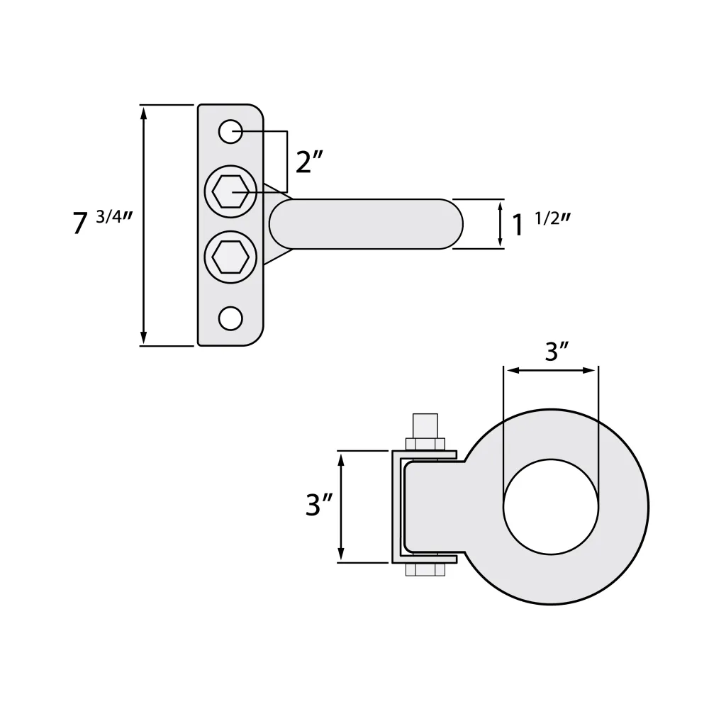 Adjustable Channel Bracket & Lunette Ring - 4 Hole 3-Position, 24,000 lb Ring