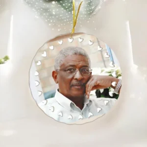4" Ceramic Round Memory Christmas Ornament