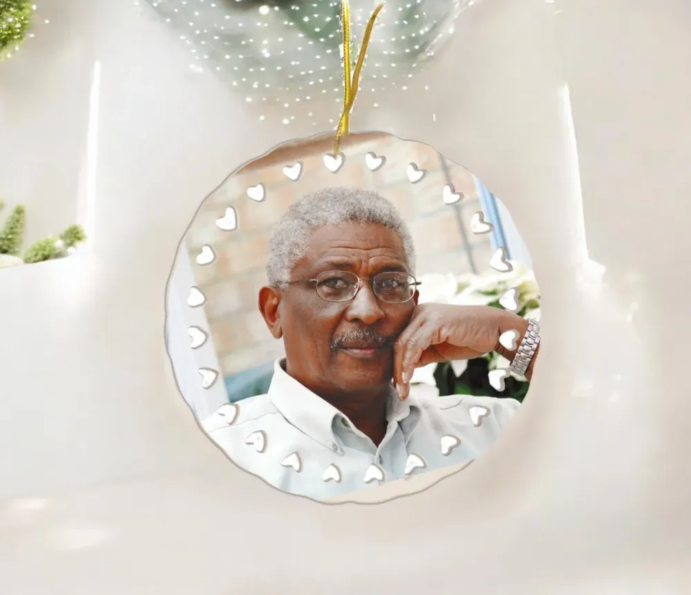 4" Ceramic Round Memory Christmas Ornament