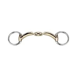 Novocontact Eggbutt Bradoon 14mm Duo Jointed Sensogan D-Shaped Rings silver 115 mm