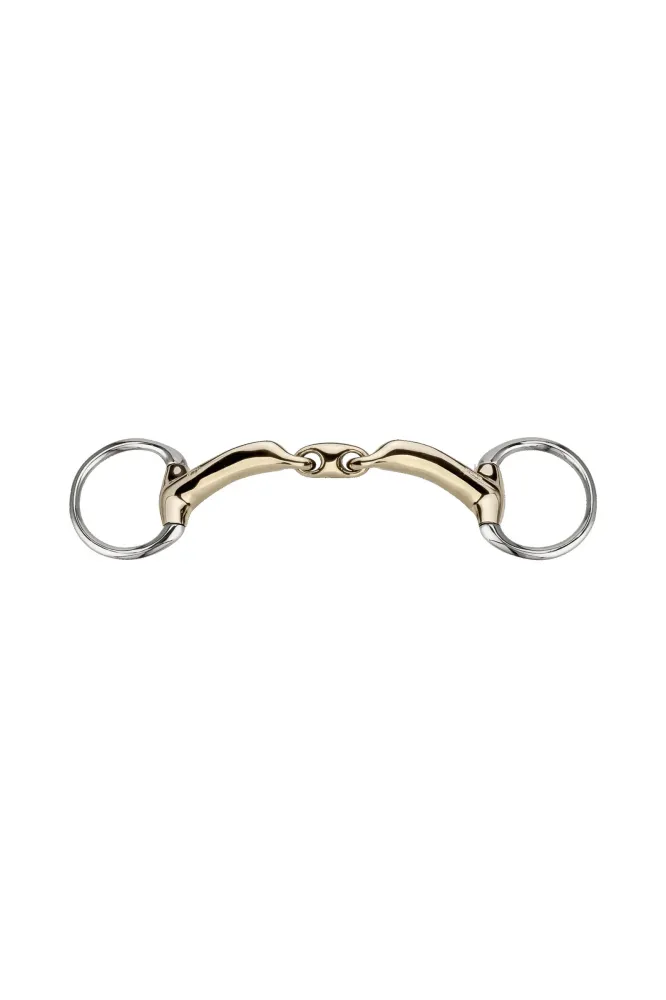 Novocontact Eggbutt Bradoon 14mm Duo Jointed Sensogan D-Shaped Rings silver 115 mm