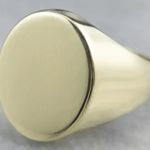 RVS ring Plain 14K Mosgroen Gold Signet Ring