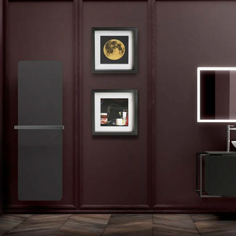 Electric wall-mounted towel warmer carbon staal Caligo collection Lineabeta anthracite color 47x179 cm