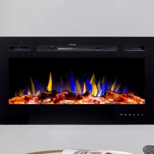 Hoogvermogen Elektrische sfeerhaard CALBUCO - L101,6 x D14 x H54,4 cm - Zwart - Koop nu online