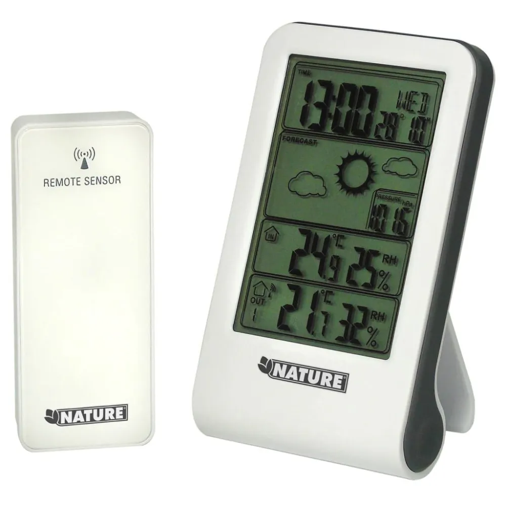 Nature Weerstation digitaal H14x8,5x3 cm wit
