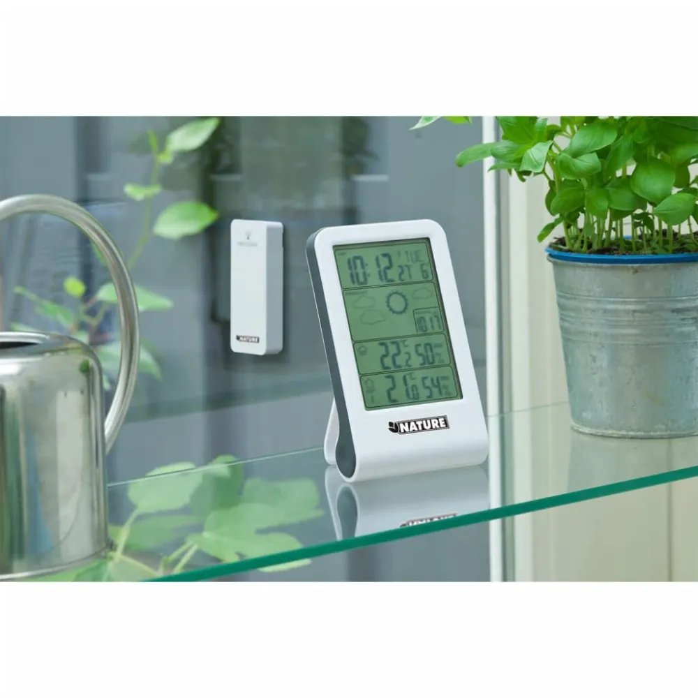 Nature Weerstation digitaal H14x8,5x3 cm wit
