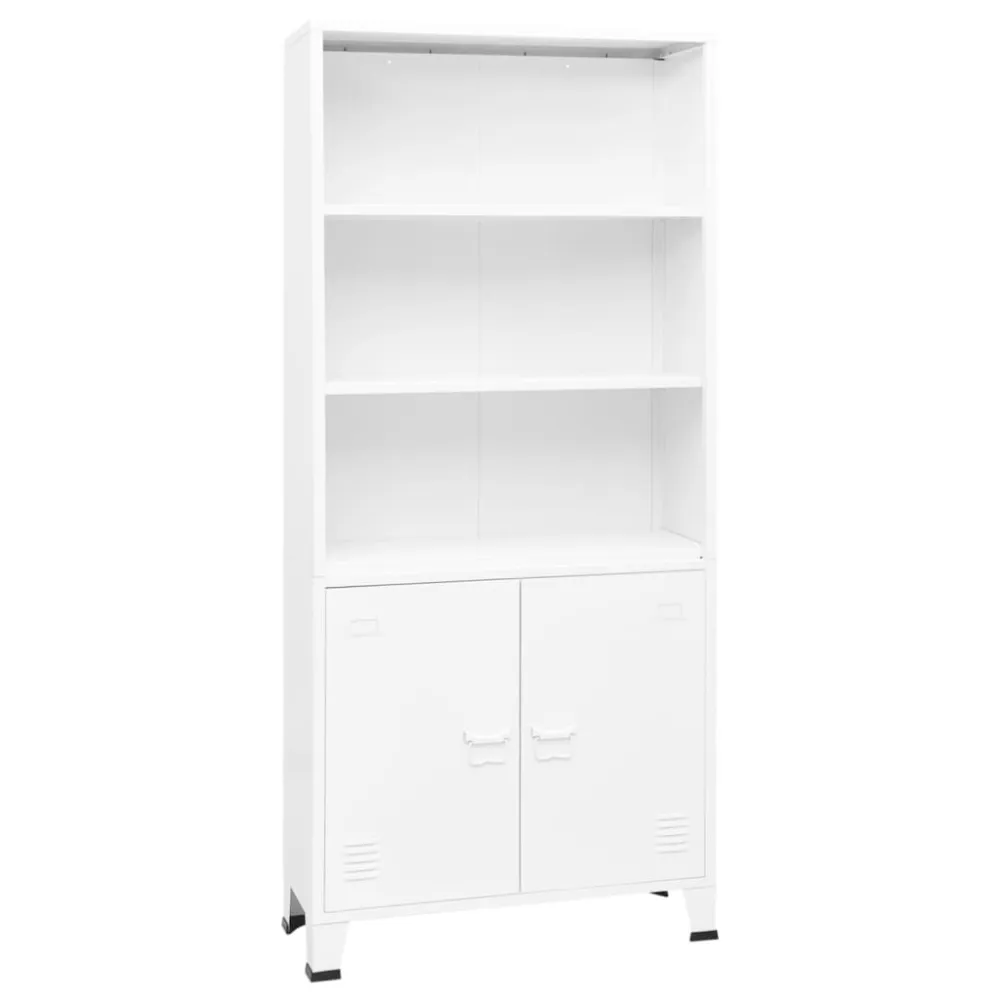 Boekenkast industrieel 80x32x180 cm staal wit