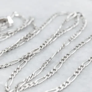 White Gold Figaro Chain Lobster Clasp