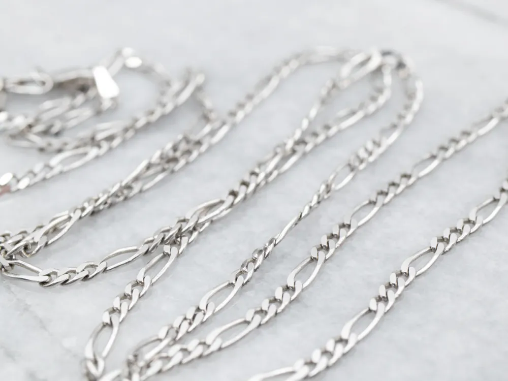 White Gold Figaro Chain Lobster Clasp
