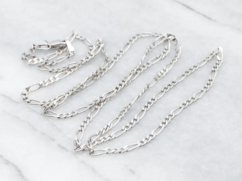 White Gold Figaro Chain Lobster Clasp
