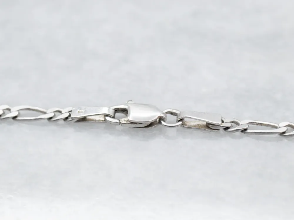 White Gold Figaro Chain Lobster Clasp