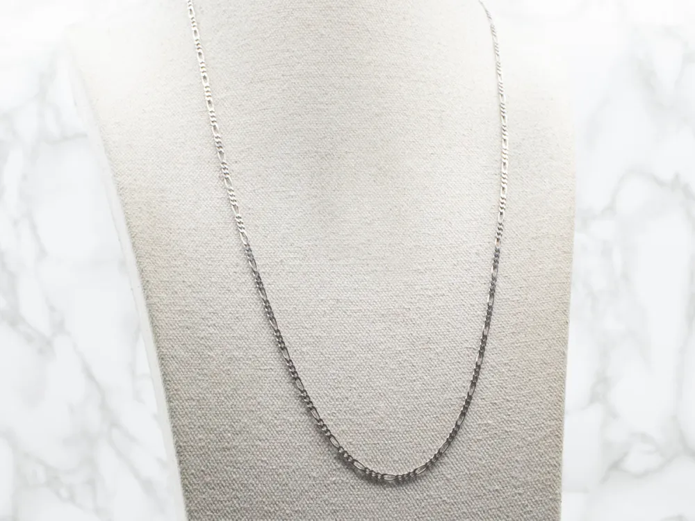 White Gold Figaro Chain Lobster Clasp