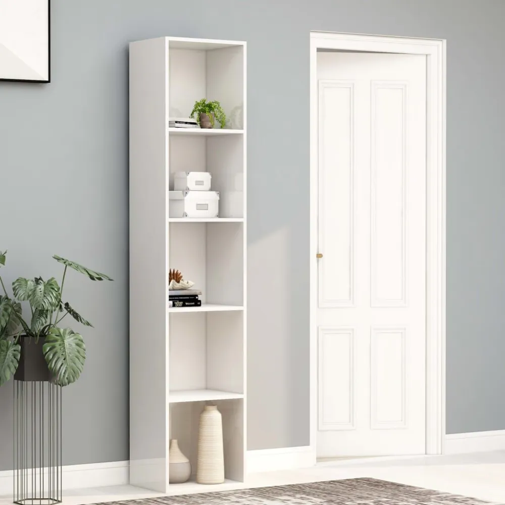 Boekenkast 40x30x189 cm spaanplaat hoogglans wit