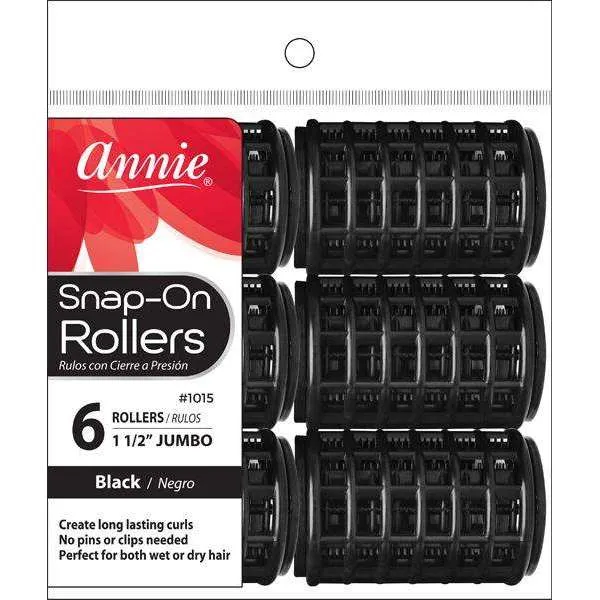 Annie Snap-On Rollers Size Supergroot 6Ct Black