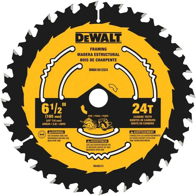 DeWalt 6-1/2- 24-Tooth Rough Finish Tungsten Carbide-tipped Rvs Circular Saw Blade