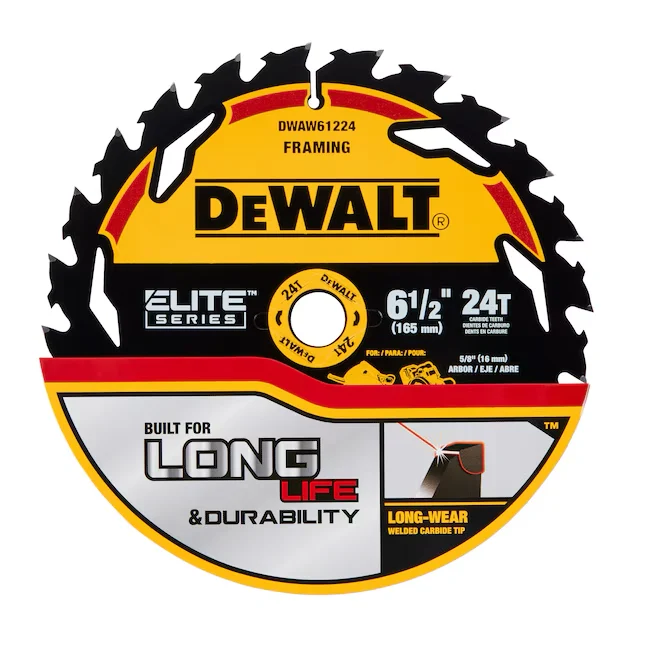 DEWALT TOP SERIES 6-1/2- 24-Tooth Rough Finish Tungsten Carbide-tipped Steel Circular Saw Blade