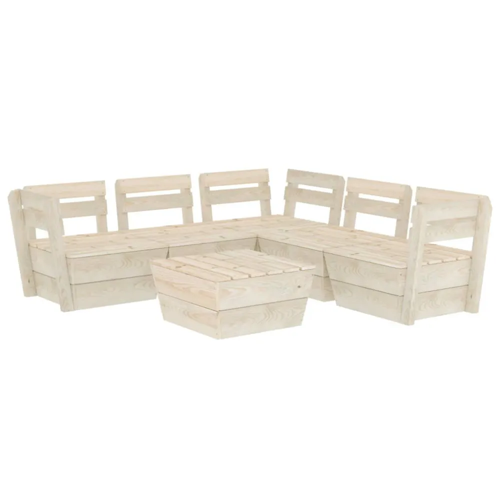 Draadeind 6-delige Loungeset pallet geïmpregneerd vurenhout