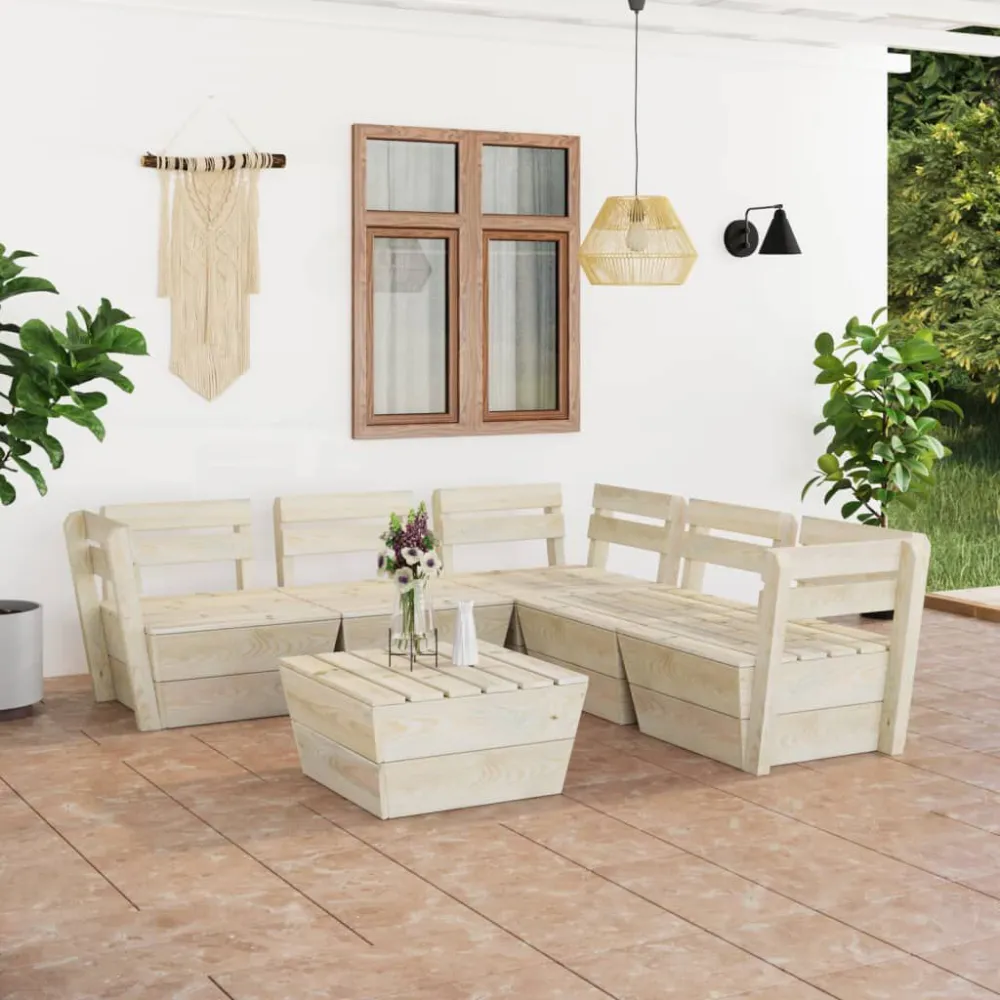 Draadeind 6-delige Loungeset pallet geïmpregneerd vurenhout