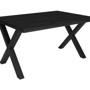 eettafel, 6 personen, 140, Robuust en vast dankzij zijn structuur en solide poten, Zwart, Industriële stijl - Met CE Keurmerk