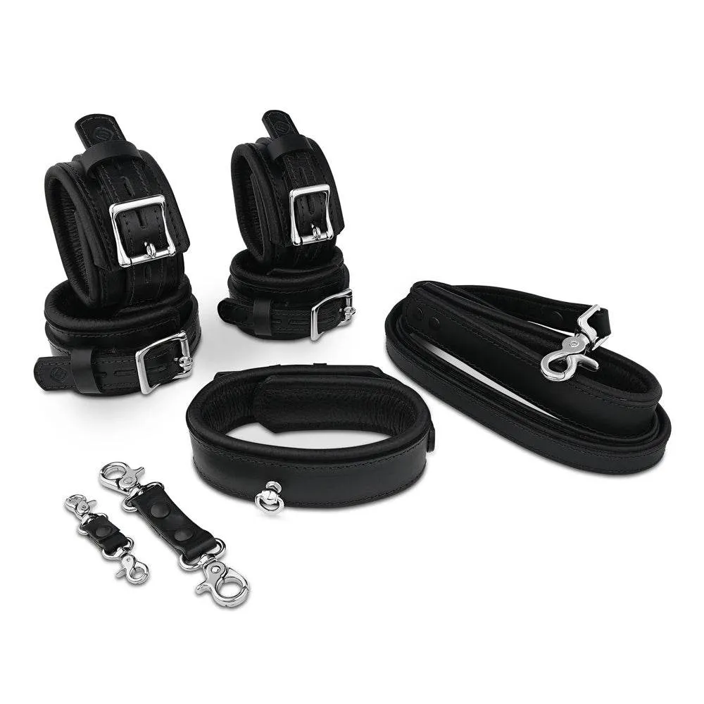 Gegalvaniseerd DIN 933 6-delige luxe gevoerde leren bondageset zwart