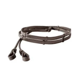 Hoogsterkte bout Florina Soft Leather Reins Round Stitched, 5 Stops, 16 mm Taupe F