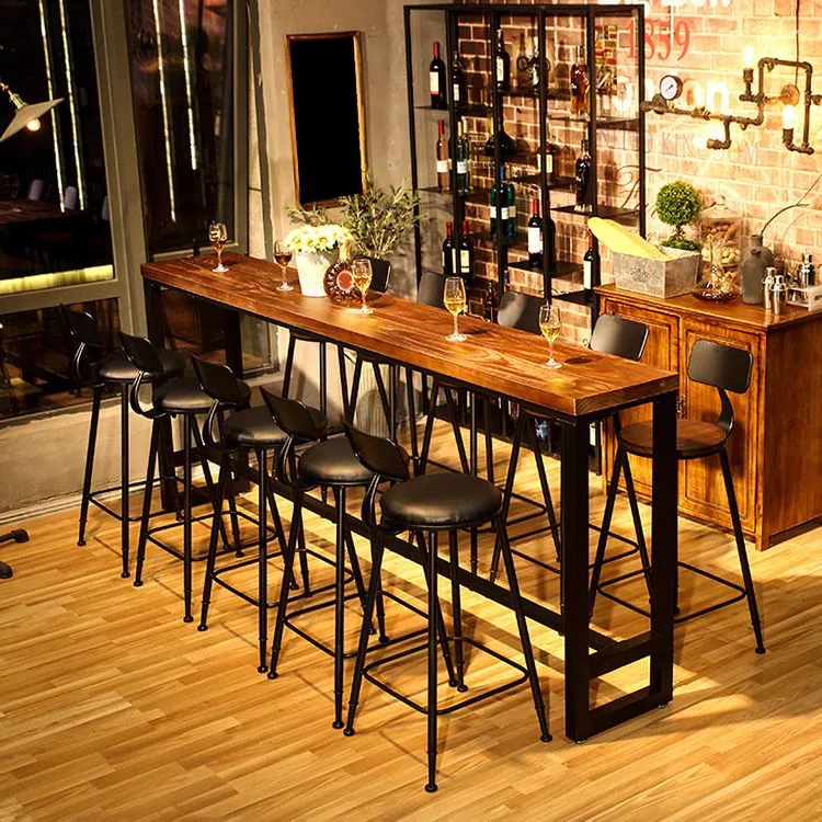 Industrial Style Bar Table Set 1/2/6/11 Pieces Effen Wood Rectangle Table and Stool Set Heavy Duty kwaliteit