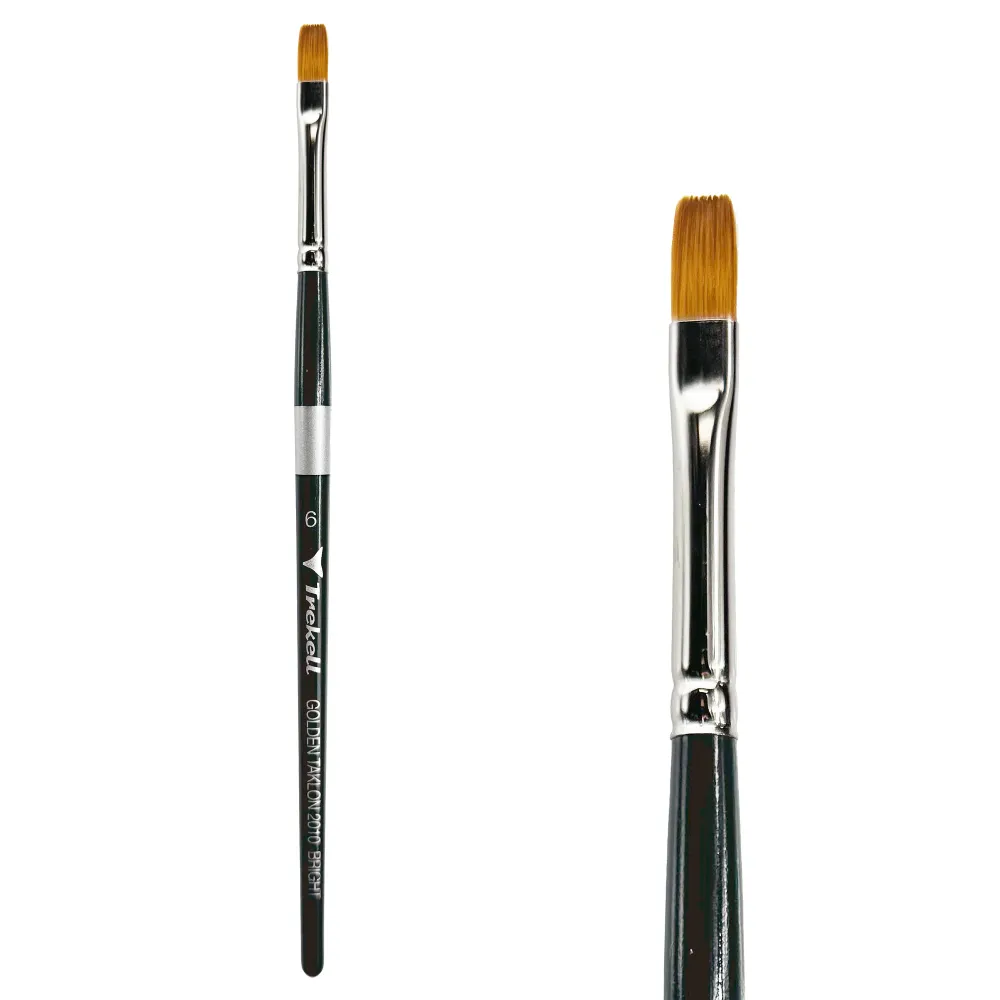 Industrieel Zwaar Belast Trekell Golden Taklon Korte Handle Artist Brush - Size #6 Bright