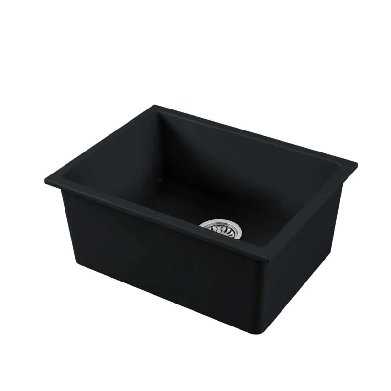 Kitchen sink basin built- top-mount or under-mount 61x46 cm ceramic Matte Ebbenhout Glossy Galassia