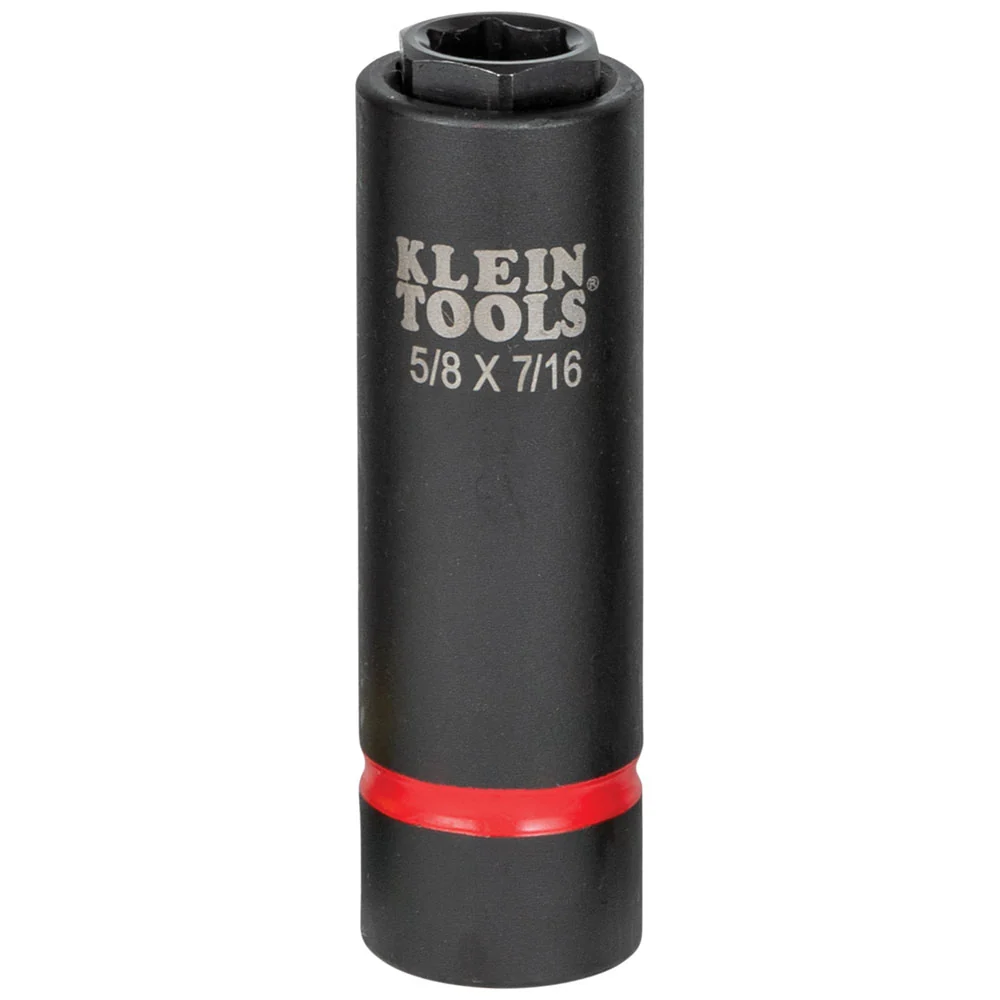 KLEIN TOOLS 2--1 Impact Socket, 6-Point, 5/8 and 7/16-Inch