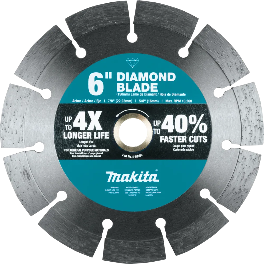 MAKITA 6" Diamond Blade, Segmented, General Purpose geel verzinkt