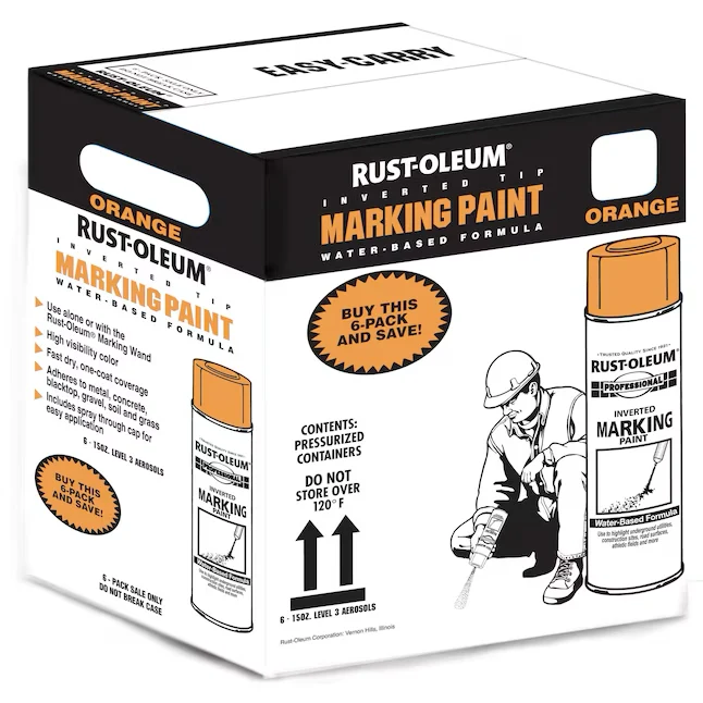 Rust-Oleum Professional 6-Pack Fluorescent Oranje Water-based Marking Paint (Spray Can)