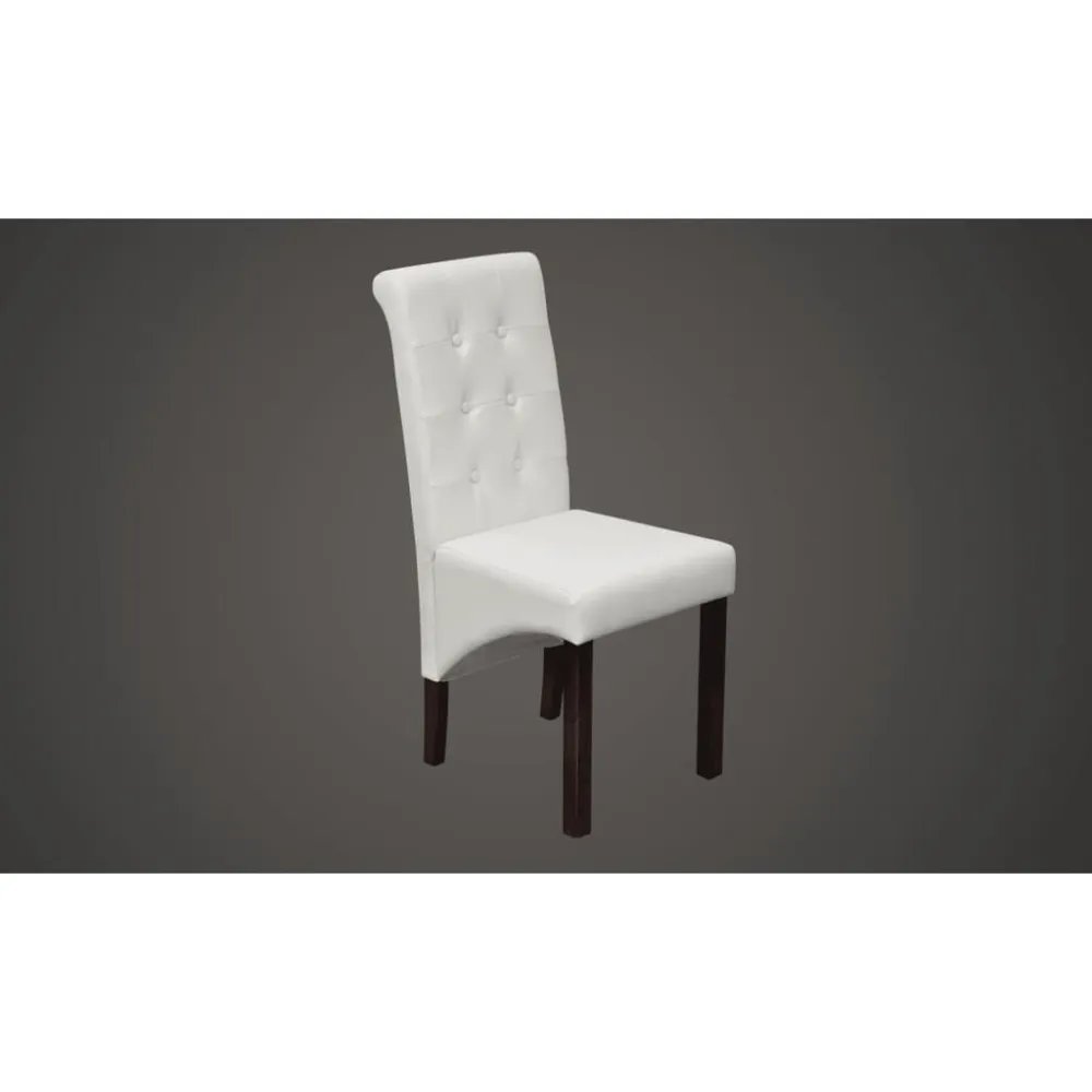RVS bout Eetkamerstoelen 6 st kunstleer wit