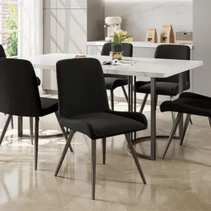 Set van 6 stoelen technische stof - met metalen poten - Zwart voor hout op metaal