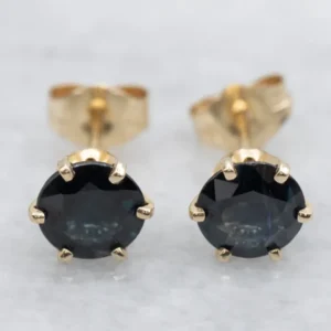 Six-Prong Sapphire Goud Stud Earrings