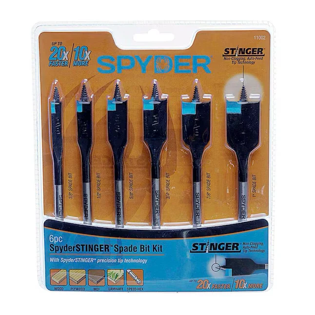 Spyder 6-Piece x 6- Woodboring Spade Drill Bit Set