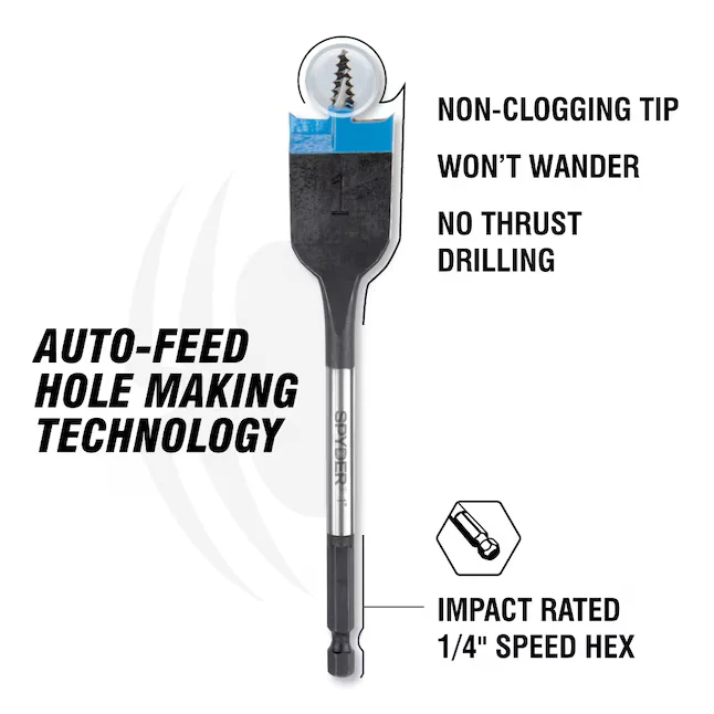 Spyder 6-Piece x 6- Woodboring Spade Drill Bit Set