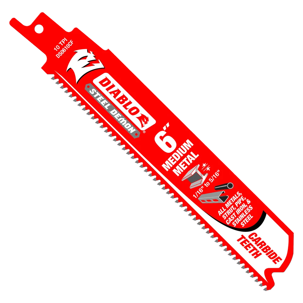 6 . Steel Demon Carbide Recip Blades Medium (1/16 . - 5/16 .) Metal Cutting 3 stuks
