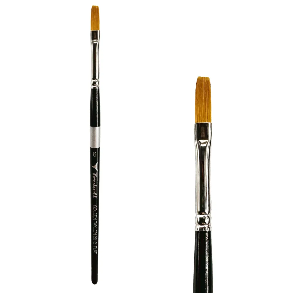 Trekell Golden Taklon Kort Handle Artist Brush - Size #6 Flat
