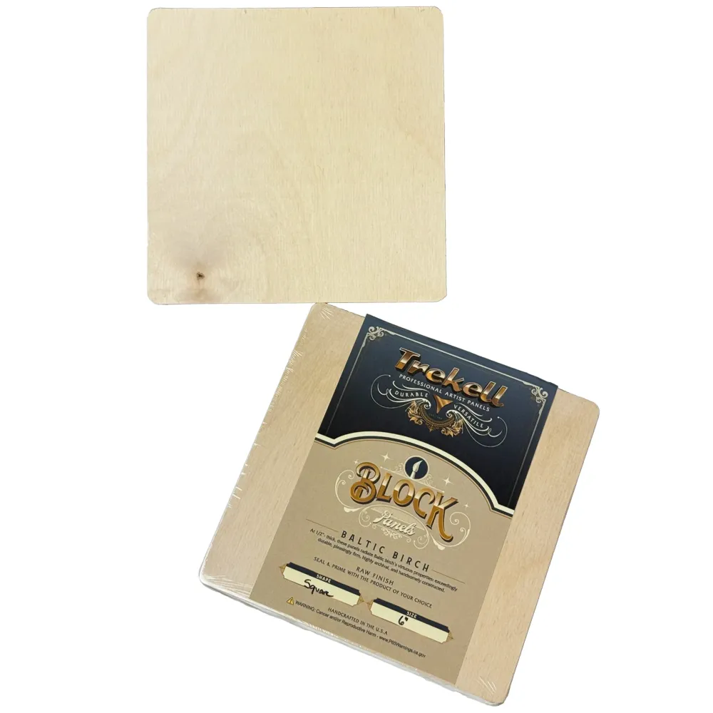 Trekell Raw Wood Block Panel - 1/2" Baltic Birch Houten Painting Canvas - 6" x 6"